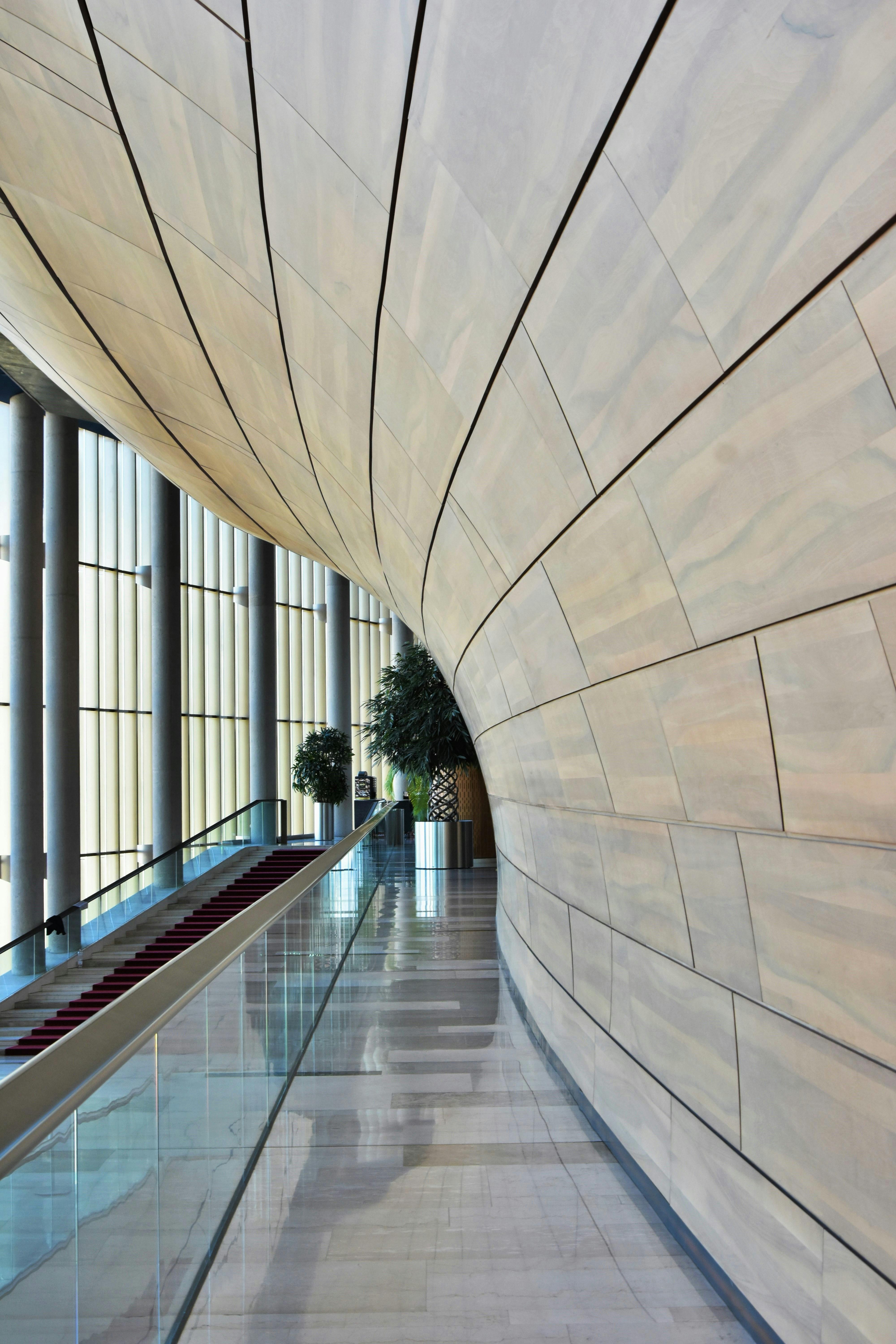 Modern commercial building lobby