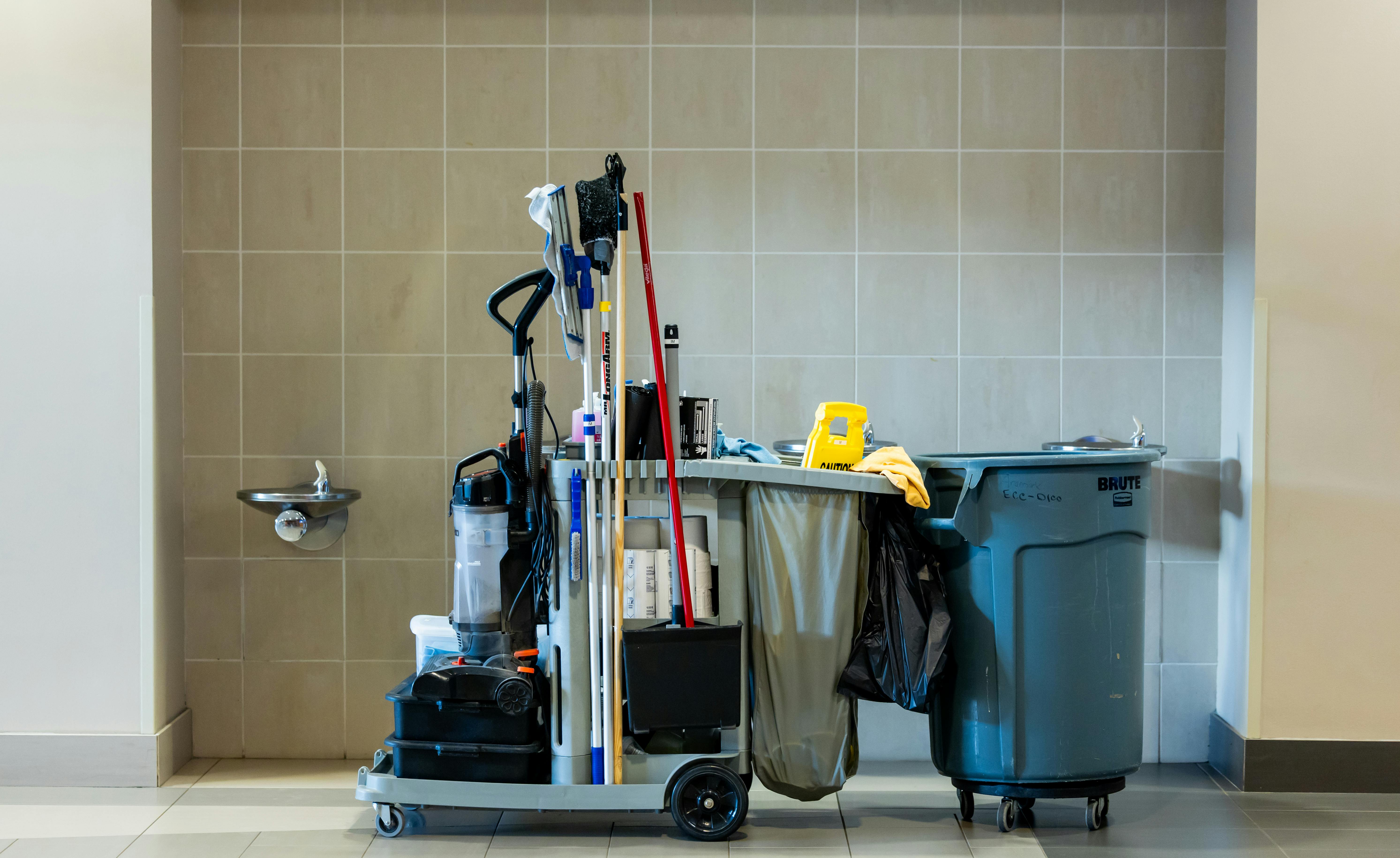 Professional cleaning equipment in a commercial facility